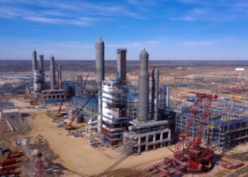 An aerial view of the Amur Russian gas processing plant, March 2019.