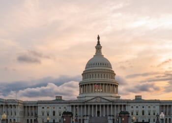 The US Capitol building early in the morning.