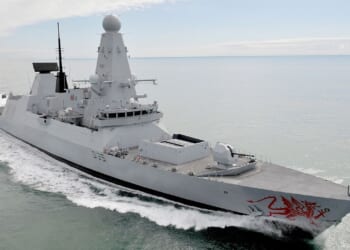 HMS Dragon at sea.