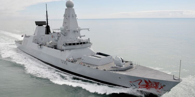HMS Dragon at sea.