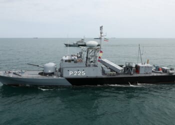An Iranian patrol boat in the Caspian Sea.