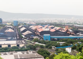 A coal storage facility in Visakhapatnam, Andhra Pradesh, India, August 2018.