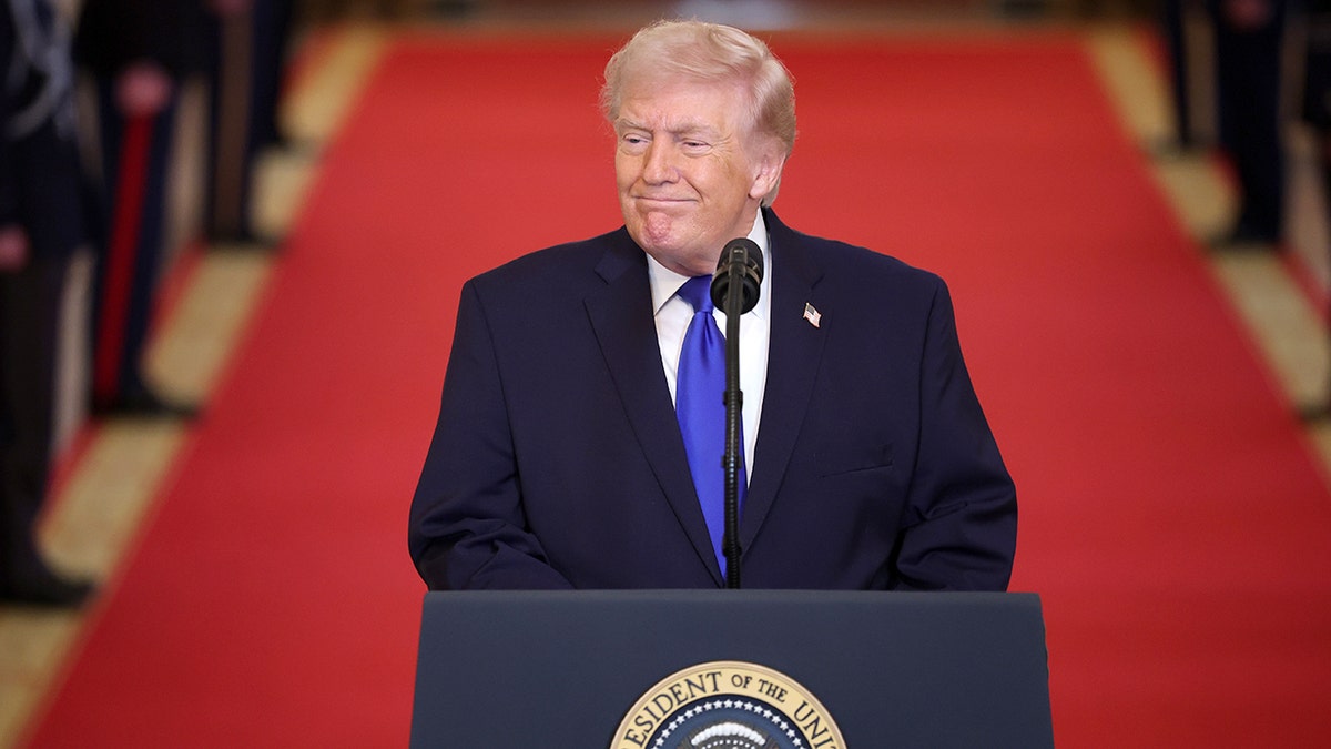 President Donald Trump speaking during Angel Families remembrance ceremony in the White House East Room