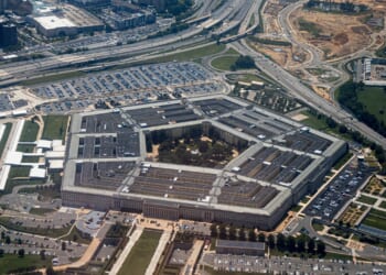 An aerial view of the Pentagon, the headquarters of the Department of Defense.